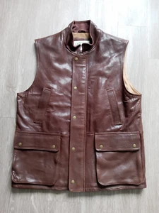 Chaleco de calidad Orvis municiones marrón oscuro cuero suave caza/pesca chaleco para hombre - Imagen 1 de 11