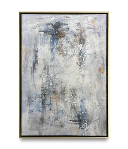Hungryartist -Original Oil Painting of White Abstract on Canvas Framed 24x36 - Picture 1 of 7