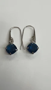 Swarovski Dark Blue Crystal Earrings Hook Back - Picture 1 of 7