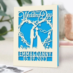 Personalised Wedding Day Card Papercut Card On Your Wedding Day for Bride Groom - Picture 1 of 14