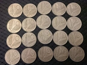 Italy 10 Lire 20 Coin Lot 1952 To 1970. Aluminum coin. Plow. Wheat Ears.  - Picture 1 of 2