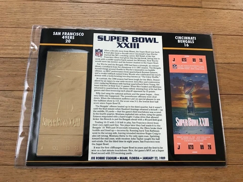 Super Bowl 23 49ers vs. Bengals 22kt Gold Ticket Panel - Willabee Ward (NEW) Cover