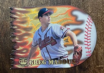 1996 Pacific Prisms Flame Throwers Atlanta Braves Baseball Card #FT7 Greg Maddux - Image 1 of 2