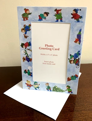 Conjunto de 9 cartões comemorativos Natal crianças brincam neve construção boneco de neve - Imagem 1 de 3