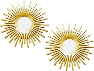 YiYa Gold Wand Deko 2 St. Boho Spiegel Wandspiegel zum Aufhängen Wohnzimmer Bad - Bild 1 von 7