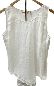 SOFT SURROUNDINGS Tank Top Womens Size M White Siesta Key Gauze Tunic Coastal - Picture 1 of 7