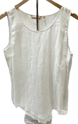 Camiseta sin mangas SOFT AROUND para mujer talla M blanca túnica de gasa Siesta Key costera Foto 1 de 4
