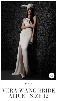 Vera Wang Bride Silk Dress Size 12 Alice White Wedding Formal - Image 1 of 4