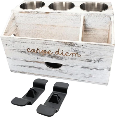 Bathroom Hair Tool Organizer White and Blow Dryer Holder - Farmhouse Decor Rusti - Image 1 of 4