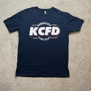 Kansas City Fire Department T-Shirt Men’s Large KCFD Blue Distressed FLAW - Picture 1 of 5