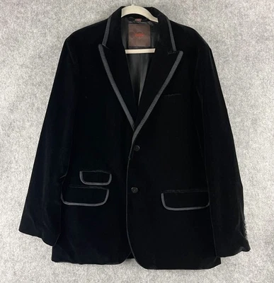 Tre Vero Loro Piana Velvet Blazer Sport Coat Jacket Mens XL 42R Black Peak Lapel - Image 1 of 4