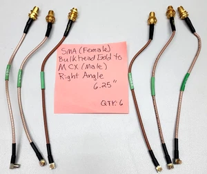 (6) Cable de ángulo recto de mampara SMA (hembra) dorado a MCX (macho) de 6,25" - Imagen 1 de 4