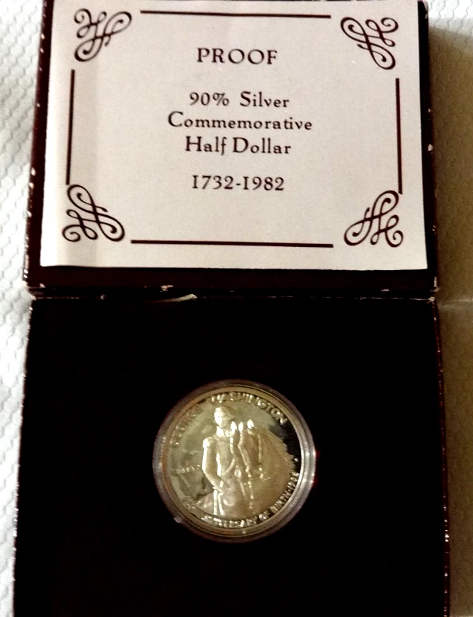 1982-Washington-Comemmorative-90% Silver Proof  Half Dollar-OGP. FREE SHIP#1705. - Image 1 of 4