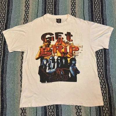 Vintage GIANT Aerosmith Get A Grip Livin On The Edge 1993 Tour T Shirt Sz XL 90s - Image 1 of 4
