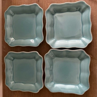 Juego de 4 platos cuadrados Pottery Barn Turquesa Cambria Tidbit Foto 1 de 4