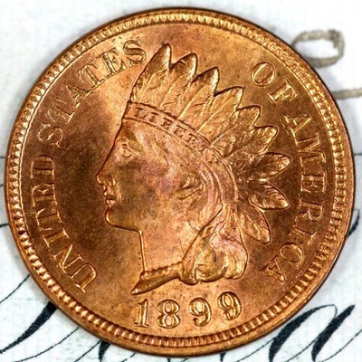 1899 PRISTINE+ RED GEM BU MS INDIAN HEAD PENNY DC170 FROM MATTHEWS HOARD - Image 1 of 3