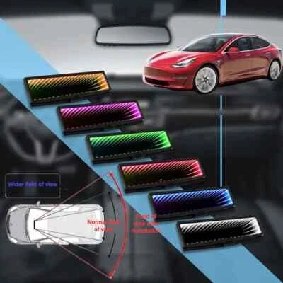 Car Mirror LED Rearview Blackhole Universal Clip On Mirror WHITE Color Light - Image 1 of 4