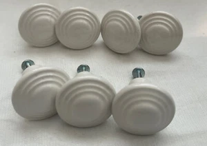 Lot Of 7 White Ceramic Cabinet Pull Handles - Picture 1 of 4