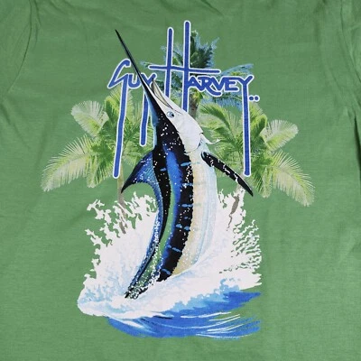 Guy Harvey Fishing T Shirt Womens Size Medium Swordfish Marlin Green NEW - Image 1 of 4