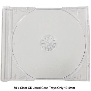 50 x Clear CD Tray For Jewel Case Outers 10.4mm High Quality Premium Tray Only - Afbeelding 1 van 12