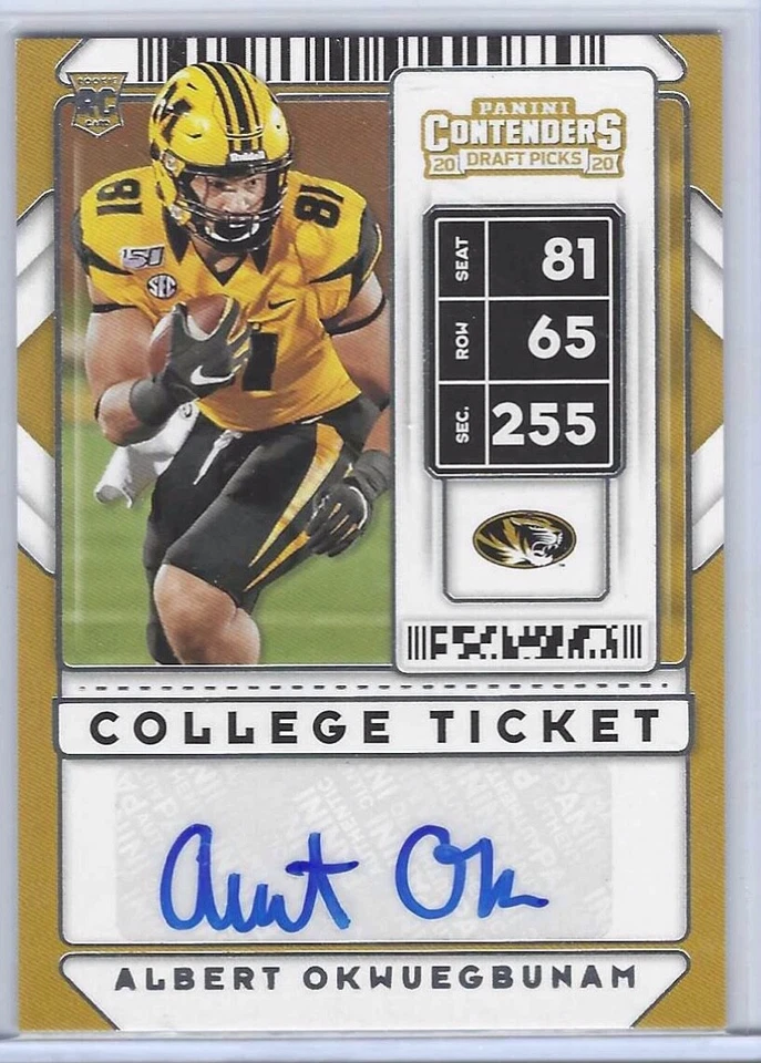 ALBERT OKWUEGBUNAM 2020 CONTENDERS DRAFT PICKS COLLEGE TICKET AUTO RC #143 - Image 1 of 1