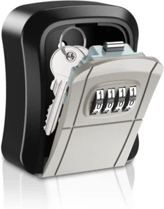 Key Lock Box Wall Mounted 4 Digit Combination Lockbox for Outside Waterproof Por - Picture 1 of 12