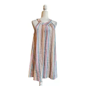 C&C California Multicolor Stripe Sleeveless Linen Women Size M Shift Beach - Picture 1 of 11