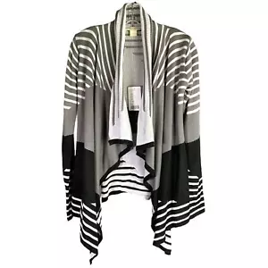 Staring At Stars Strickjacke Pullover Damen XS grau schwarz gestreift Wasserfall vorne - Bild 1 von 10