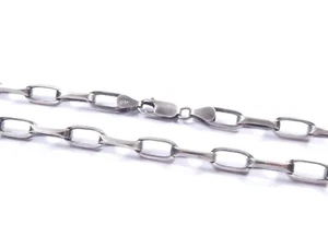 Collar de eslabones largos cadena de plata de ley 925 cepillada con sello - Imagen 1 de 8