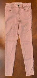 American Eagle AEO Sateen Junior's Jeggings - Size 00, Dusty Rose Pink - Picture 1 of 9