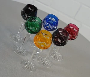 6 elegantes licores de cristal de plomo romanos vidrio de cereza vidrio de licor vintage años 60 70 J. RARO - Imagen 1 de 7