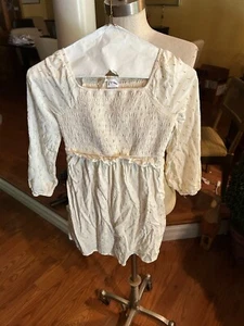 Art Class sz. small Cream And Gold fleck Long Sleeved Dress. smocked bust - Picture 1 of 8