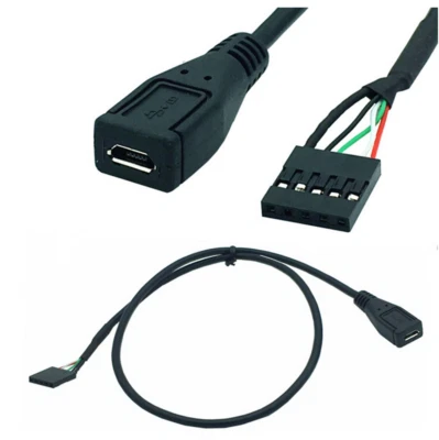 Micro Female to USB 5 Pin Dupont 2.54mm Female Header Motherboard Cable 50cm - Image 1 of 4