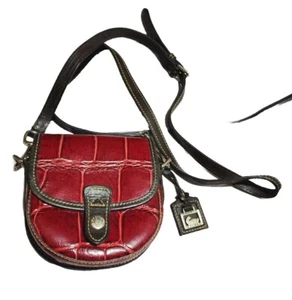 Dooney & Bourke Crossbody Purse Small Croc Embossed Flap Bordeaux Red Bag Tiny - Picture 1 of 20