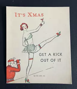 Tarjeta de Navidad Risque vintage c. 1920, tapa. Mfg. Co. Antiguo saludo navideño - Imagen 1 de 1