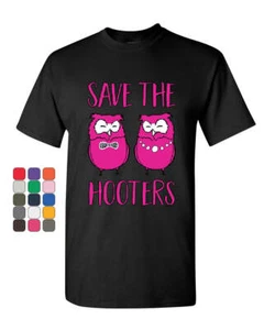 Save the Hooters T-Shirt Breast Cancer Awareness Cancer Sucks Mens Tee Shirt - Picture 1 of 17