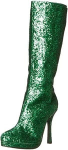 Ellie Shoes 421-ZARA 4" Knee High Boot with Glitter, Green Glitter, Size 10 - Picture 1 of 7