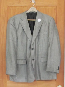 Men's STAFFORD Suit Jaket Size 46R, Wool / Silk Blend, Black/White Checked - Picture 1 of 6