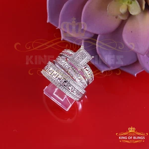 0.33CT Real Diamond Men's SZ 10 & Women's SZ 7 Trio Sterling Silver White Ring - Picture 1 of 12