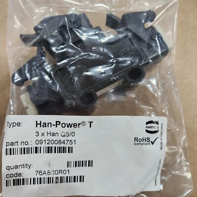 HARTING Han-Power T, 3 X Han Q5/0, 09120084751,  New - Image 1 of 4