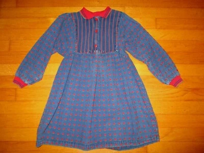 VTG HTF OshKOsh B'gosh Red Rose/Floral Denim Dress Size 6X USA MADE - Image 1 of 4
