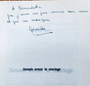 1982 BEL ENVOI dédicace MIREILLE DARC : JAMAIS AVANT LE MARIAGE - Picture 1 of 3
