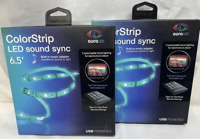 Color Strip LED w/ Sound Sync Wired USB Powered 6.5ft  Remote Car USB Lot of 2 - Image 1 of 2