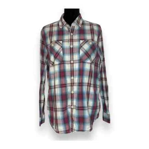 AEO | Men’s Red & Blue Plaid Button Up Shirt - Picture 1 of 3