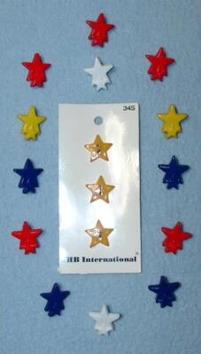 16 STAR & DOUBLE STAR Shaped Plastic BUTTONS Mates Self Shank Backs EUC 3 NEW - Image 1 of 4