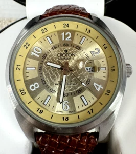 Reloj Croton Hombre Auqamatic, 10 ATM con Nuevo en Caja 44mm Esfera Tono Dorado - Imagen 1 de 12