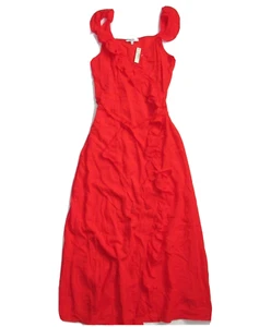 NWT Madewell Ruffled Wrap Maxi in Ripe Persimmon Red Lightweight Dress 00 - Picture 1 of 5