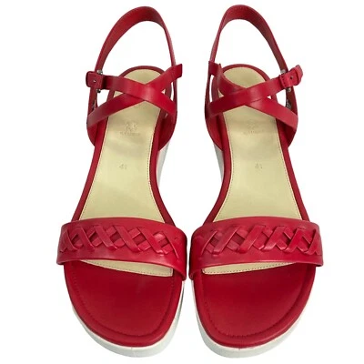 Ecco Shoes Women Sandals Sz 10-10.5 EU 41 Touch Plateau Red Leather $140 Nib - Image 1 of 4