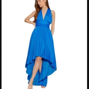 Mustard Seed Self Strap Detailed High Low Dress Maldive Blue Size L Large NWT - Picture 1 of 15
