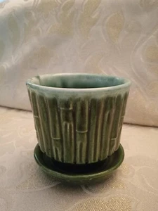McCoy Blended Green Glaze Bamboo Planter 372 - Picture 1 of 6